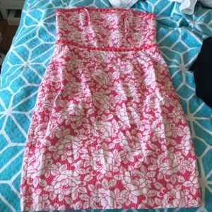 Lilly pulitzer pink rose dress classic strapless